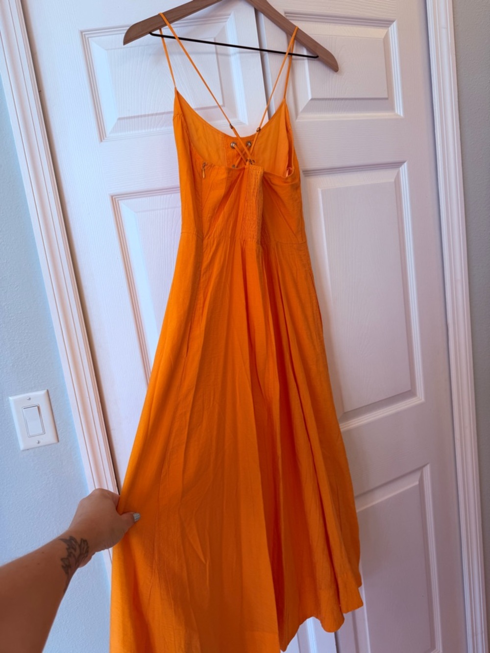Anthropologie Maeve Orange Lace-Up Midi Dress NWT S - Picture 12 of 12